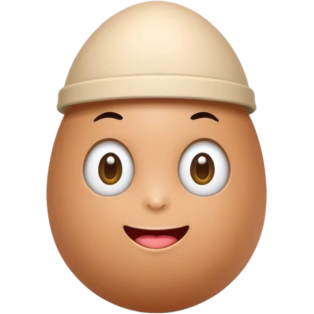 a funny, proud cartoon-style egg character with small cap , solid orange background. emoji