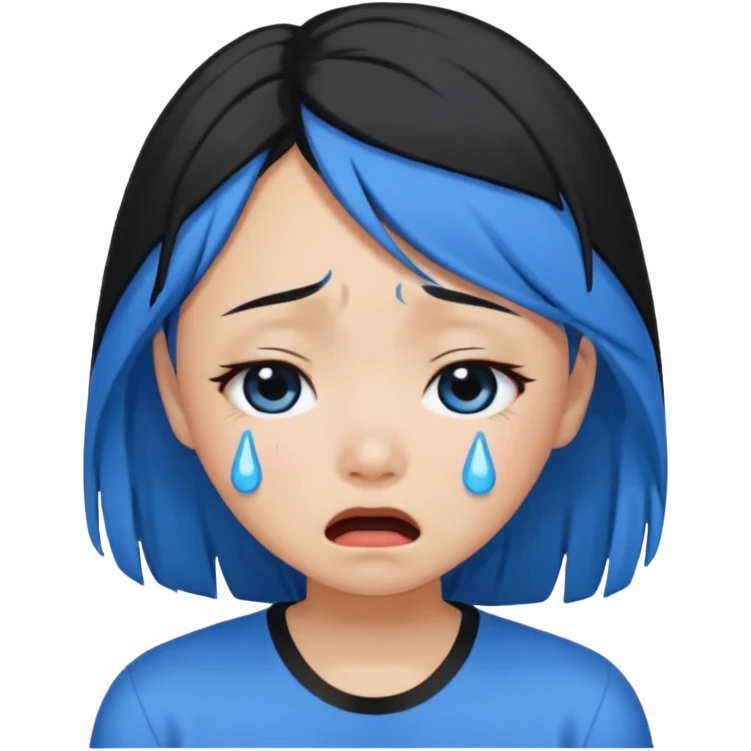 Asian girl crying more like this 😭 make the tears blue make the hair black emoji