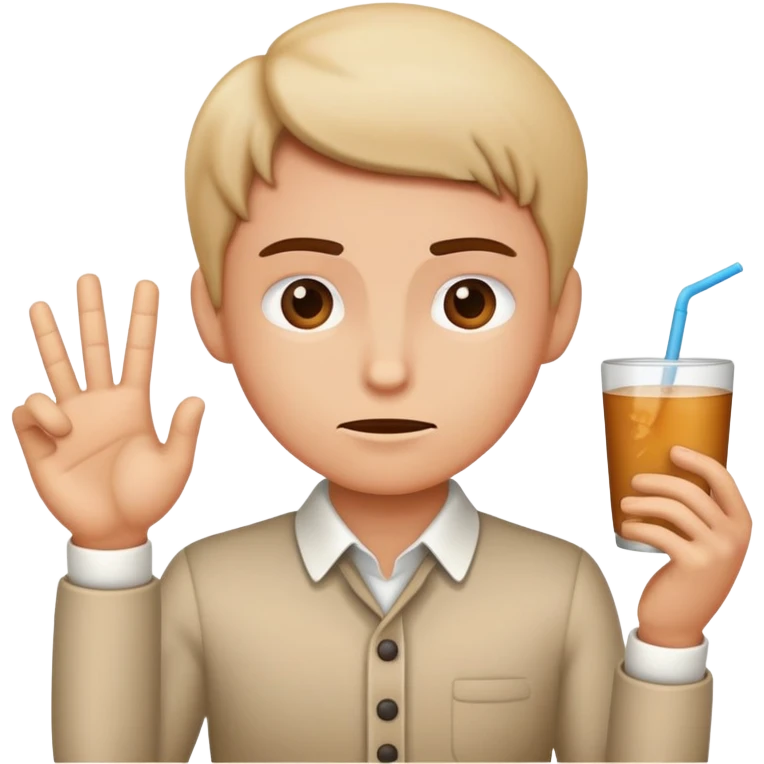 Make an emoji of a person or animal that’s politely making a “no thanks” gesture like refusing a food or drink or something. Make sure the emoji includes both body and hand and not just hand emoji