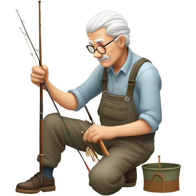 Old guy Making a fly fishing rod emoji