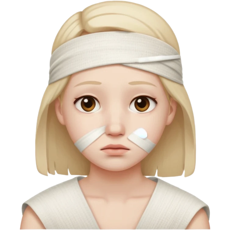 sad face with a bandage emoji