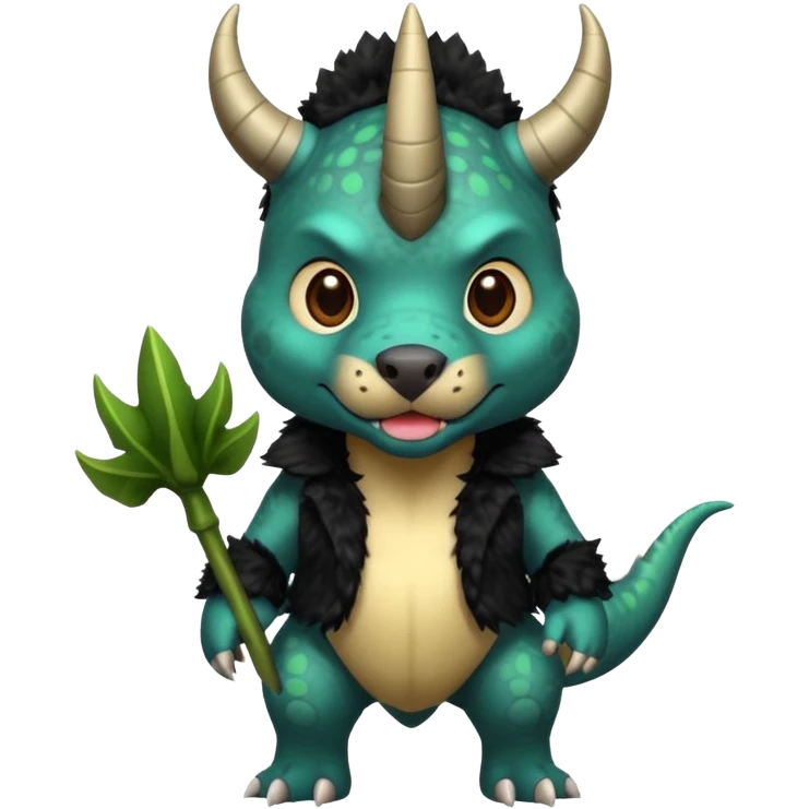 Black pitbull dressed as a triceratops black emoji