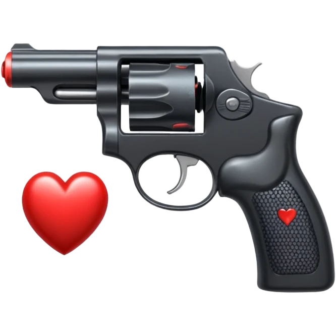 Black hand gun shooting a heart bullets out of the tip  emoji