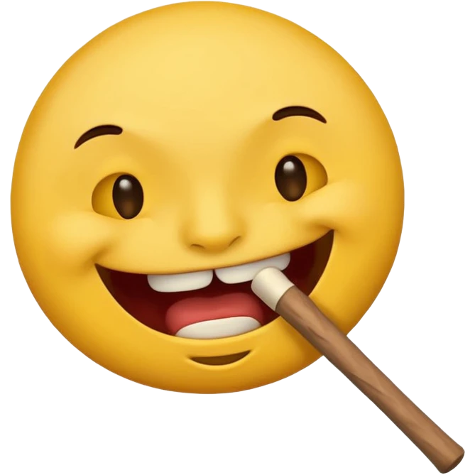 A round face emoji biting another emoji in the head with a stick  emoji