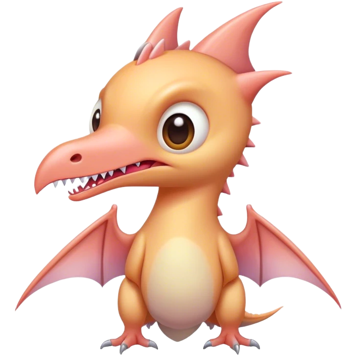 A cute, kawaii style pastel pterodactyl with sharp teeth emoji