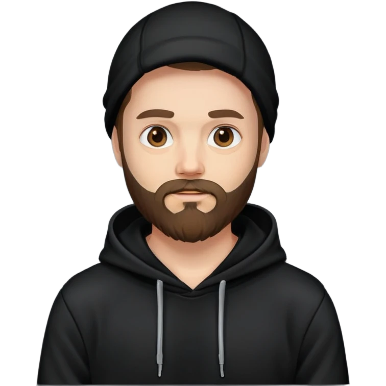 Bearded designer in a black hoodie emoji