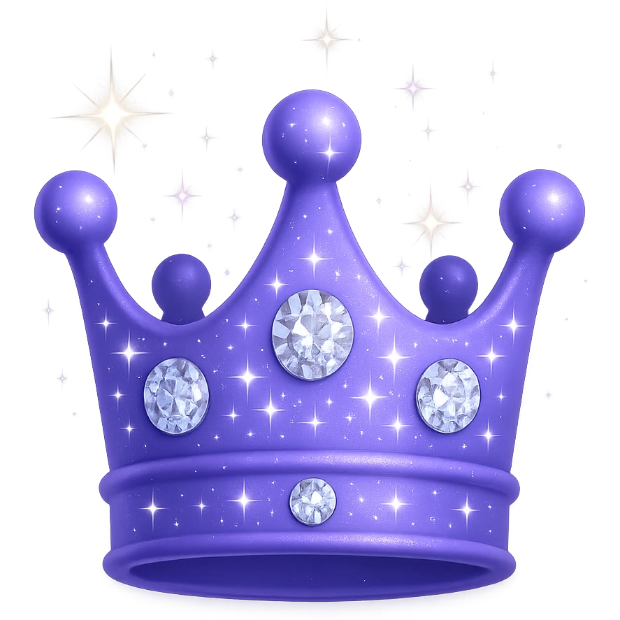 Enhance the 3D purple crown with color #7986cb by adding even more sparkling and glowing effects, diamonds, making it very shiny and majestic. Render it in apple emoji style with no background. emoji