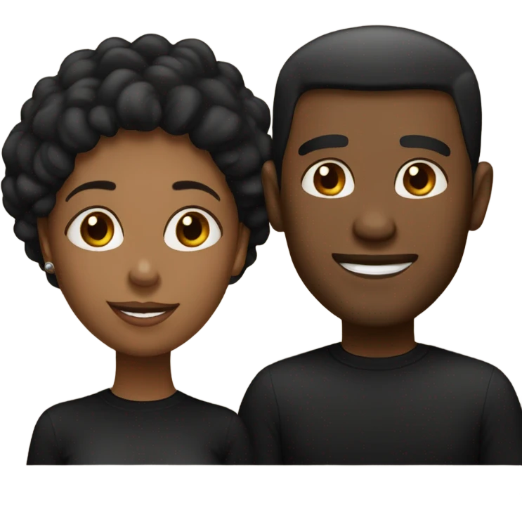 Black Husband and wife in black shirts emoji