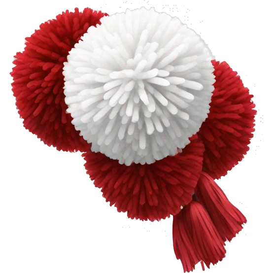 Crimson Red and White PomPoms emoji