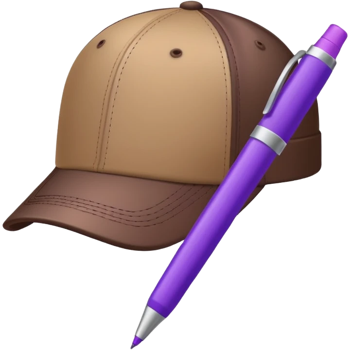 A plastic brown ball cap and the long rectangle purple. (With a pen) And looks like a BFDI style emoji