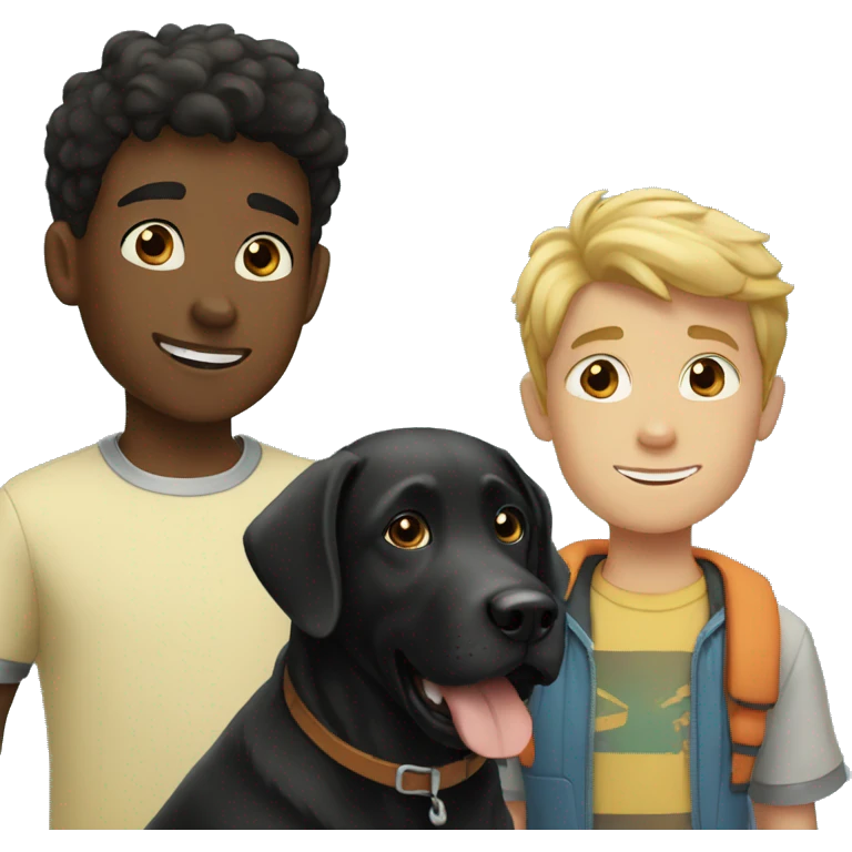 Bonde boy and black labrador emoji