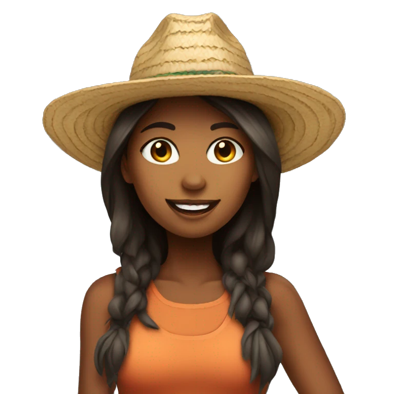 Un emoji de una chica con sombrero emoji