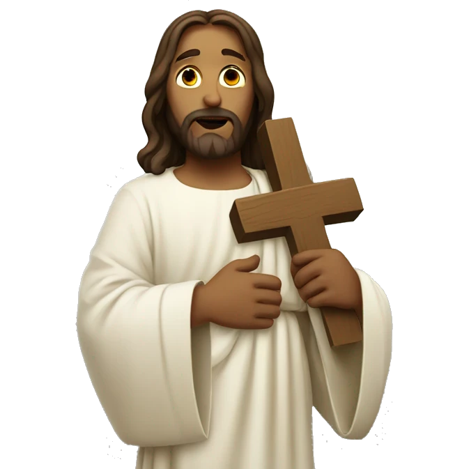 Jesus holding a cross emoji