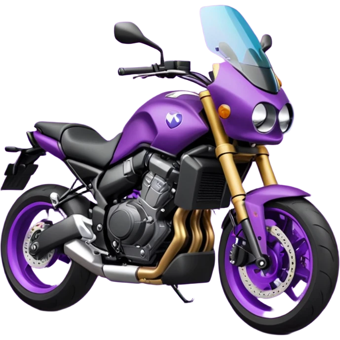 Créer un emoji copiable sur mon système iOS avec une moto mt07 noir mate / violet plus foncé que tu as et iridescent. le style de la mt07 doit être en roadster. emoji