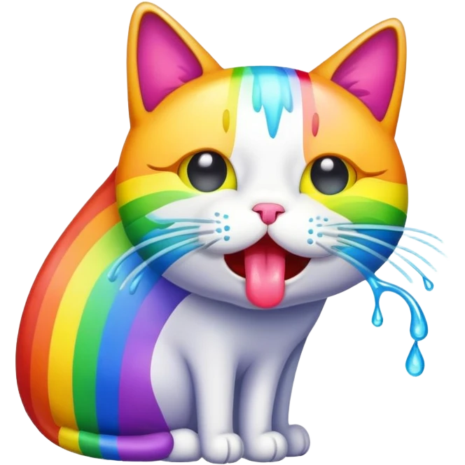 cat throwing up rainbows  emoji