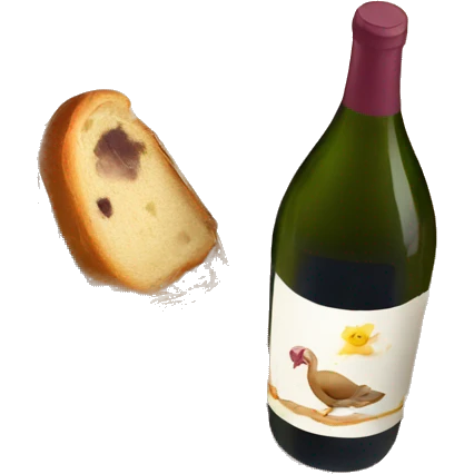 basket with easter bread, eggs, bottle of wine with napkin  emoji