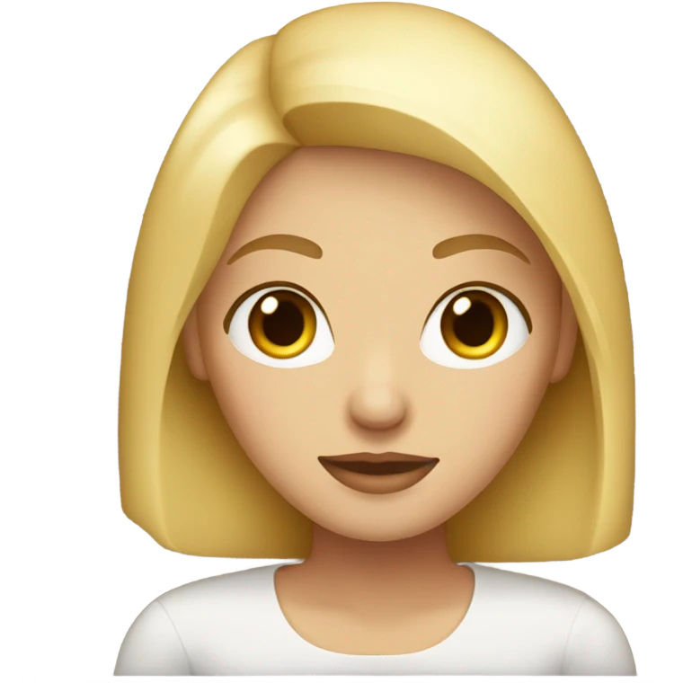 blonde hair, brown eyes, woman, macbook  emoji