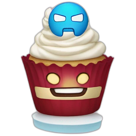 Happy cupcake with iron man  emoji
