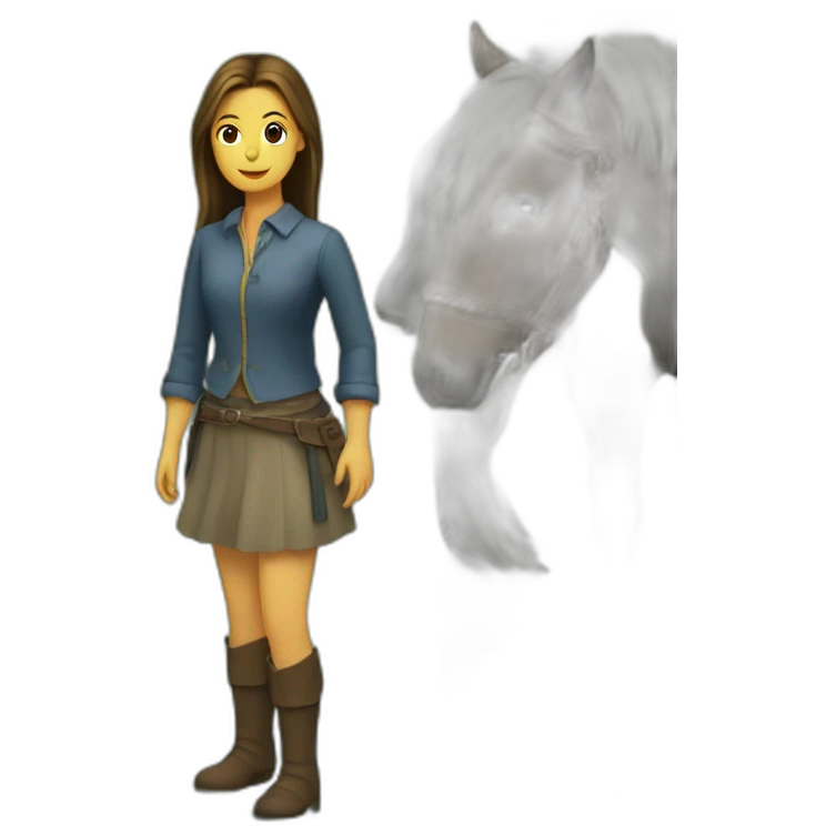 Une fille qui tombe à cheval dans une rivière emoji