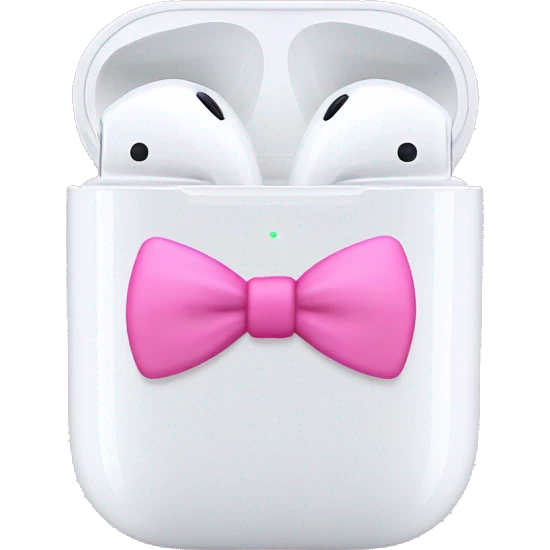 White AirPod maxes with pink bows emoji