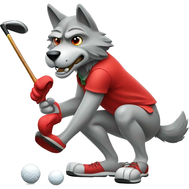 wolf wearing red golfing emoji