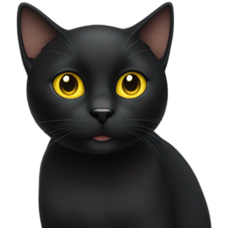 A black cat with yellow eyes having the zoomies emoji