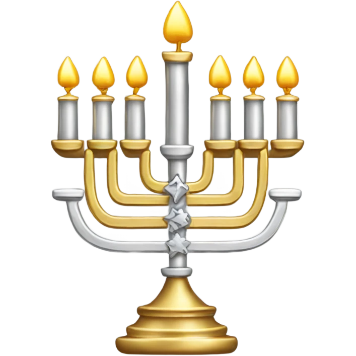 Chanukah menorah gold and silver  emoji