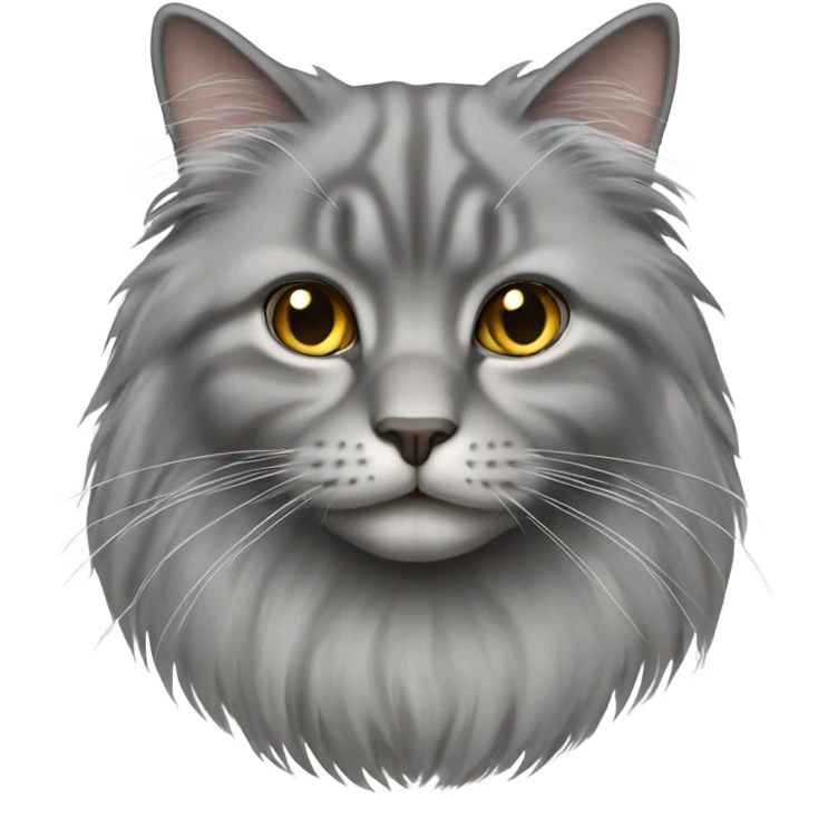 gray longhaired fold cat emoji