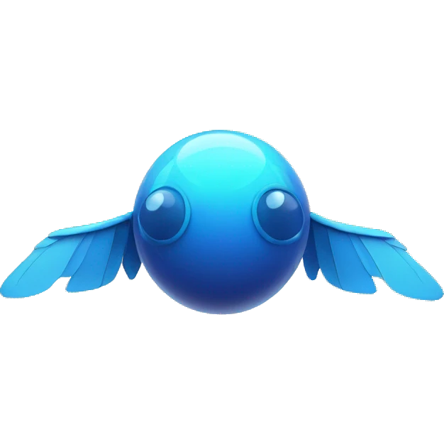 Otherworldly blue machine shaped like a sphere with blue spots and blue colored wings  emoji