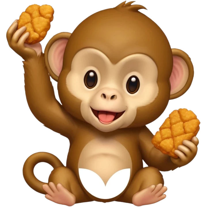 Monkey eating a chicken nugget emoji