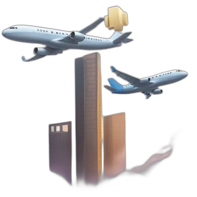 2 towers with a plane  emoji
