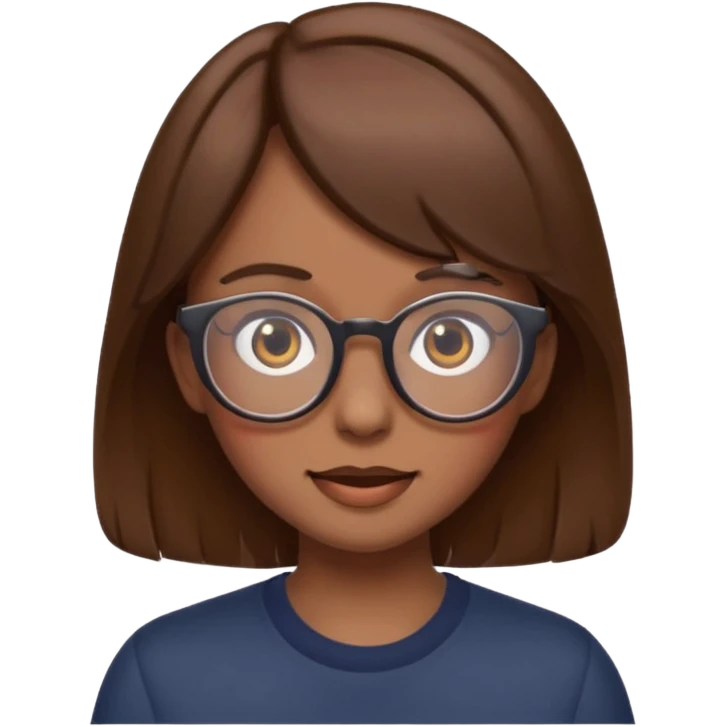 funny girl with brown hair and glasses, Discord emoji style emoji