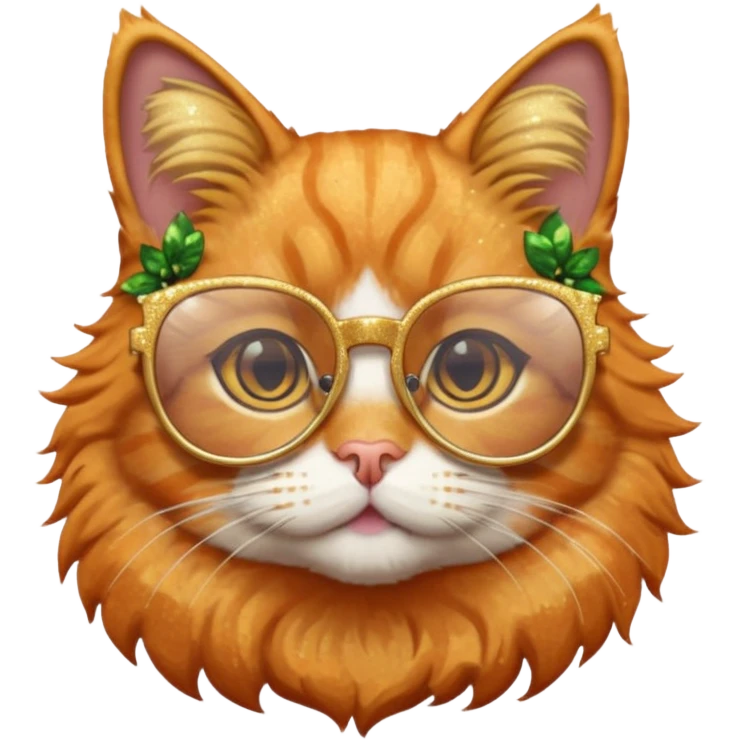 A cat wearing cute glasses with some glitter emoji