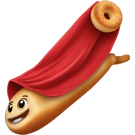 flying bagel wearing a red cape emoji