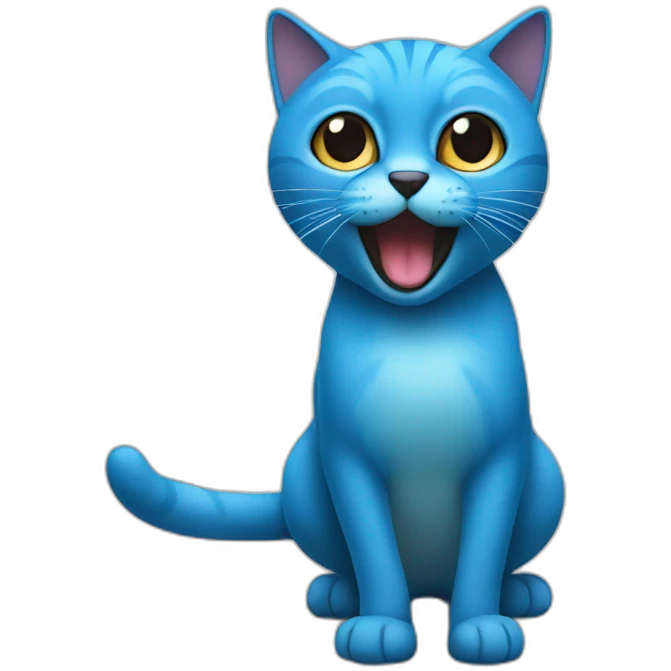 chat bleu debout emoji