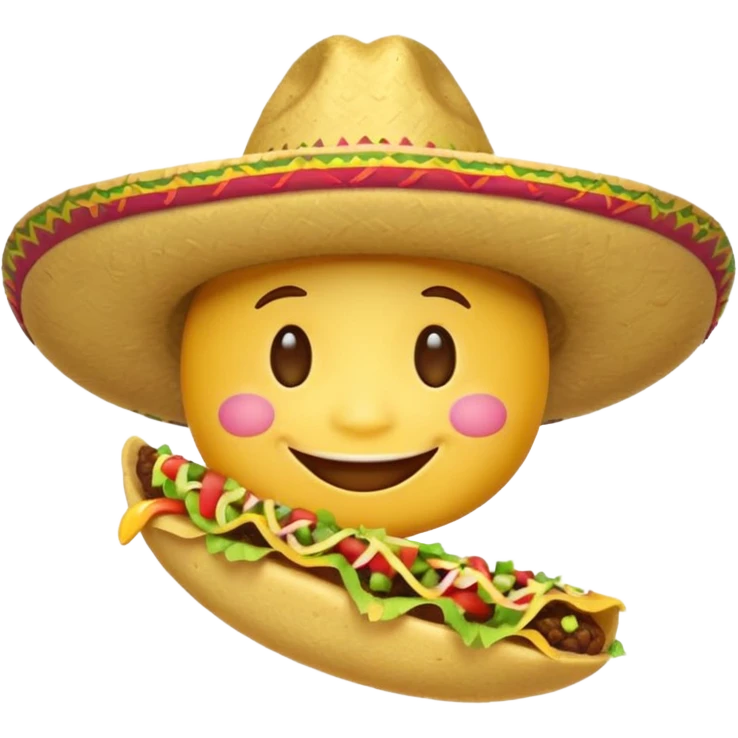 smile emoji with sombrero hat eating taco emoji