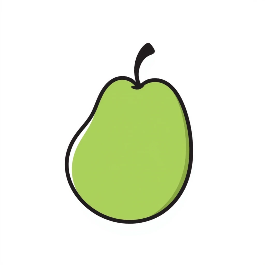 a green plum, hand drawn doodle style emoji