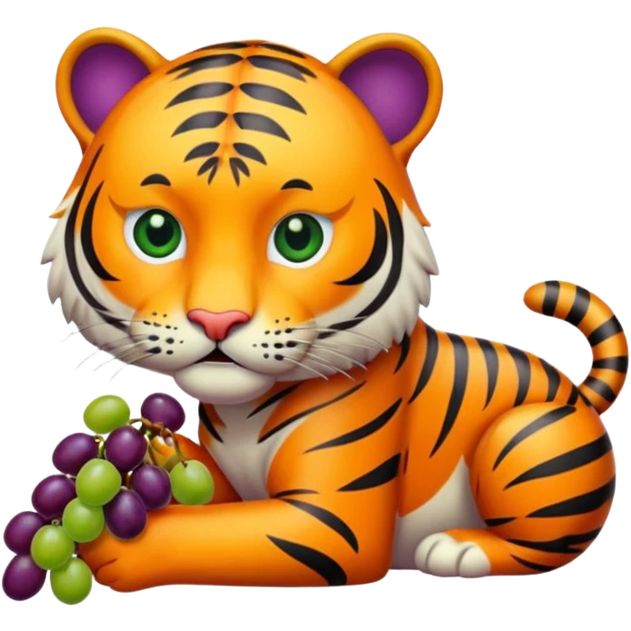Tiger eating grapes emoji