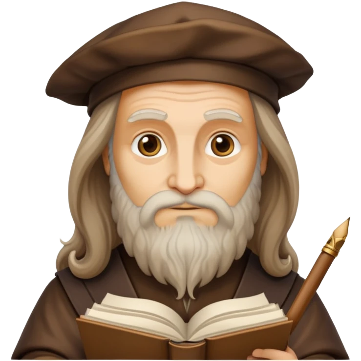 cinematic-realistic-leonardo-da-vinci-portrait-emoji,-depicted-as-the-quintessential-renaissance-polymath-with-deep,-thoughtful-eyes,-a-flowing-beard,-and-a-quill-or-sketchbook-in-hand.-the-scene-is-illuminated-with-warm,-classical-light emoji