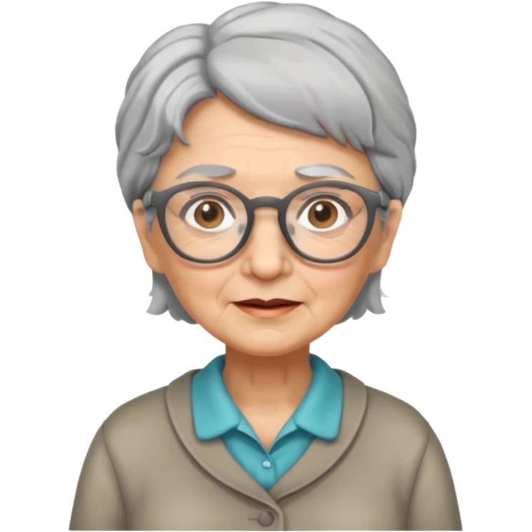 grandmother with glasses and gray hair, grizzle full body emoji