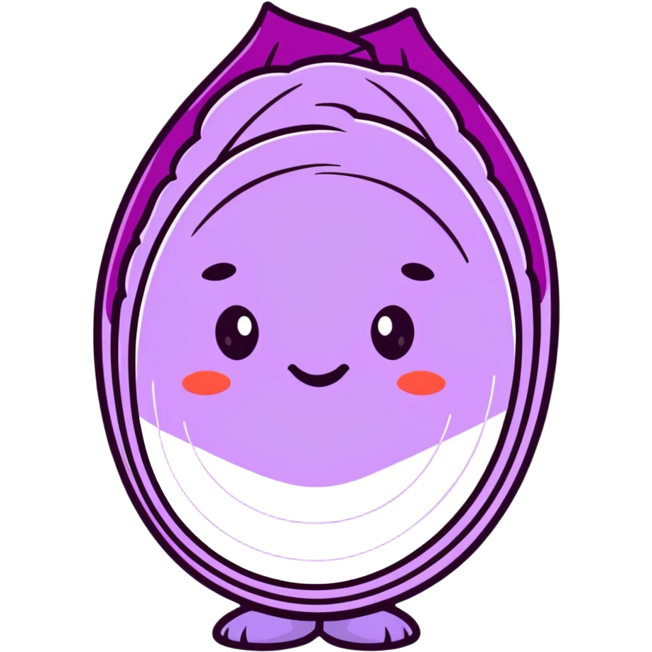 red cabbage with bold outline and cute expression emoji