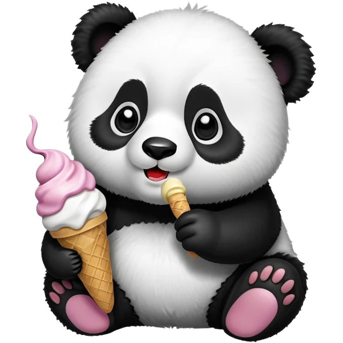 Panda eating ice cream emoji