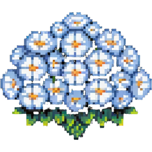 Pixel art cloud made of tiny flower pixels emoji