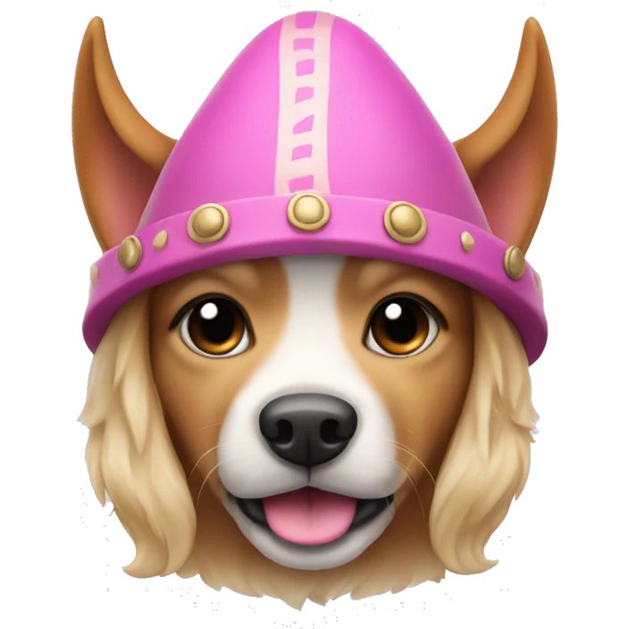 cute dog with pink nose and viking hat emoji