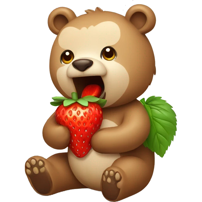 bear eating strawberries  emoji