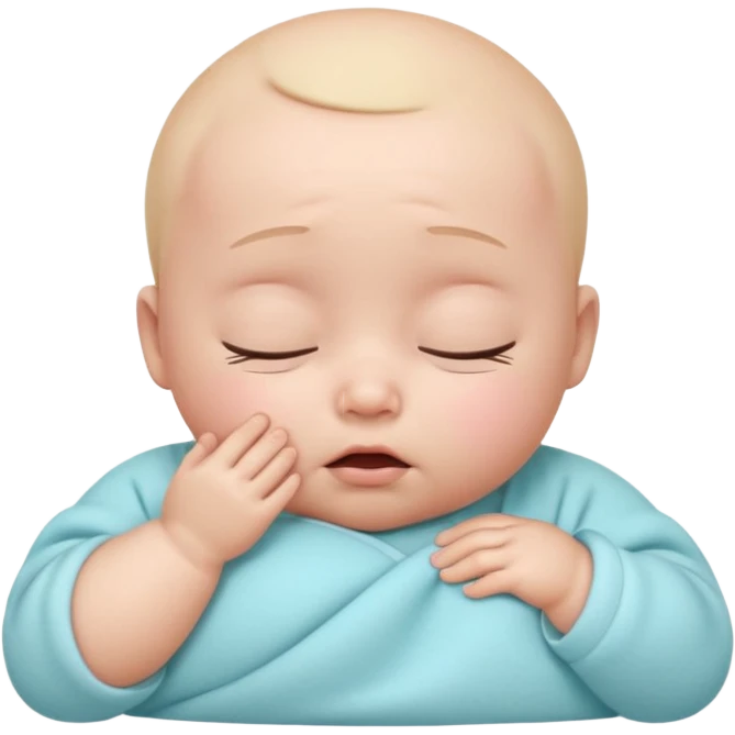 Cute 3D baby emoji, rubbing eyes, sleepy expression, chubby infant, short fine baby hair, soft pastel colors, clean white background  emoji