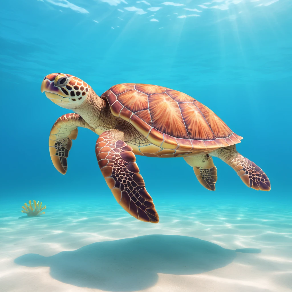 sea turtle in beautiful clear turquoise caribbean sea underwater emoji