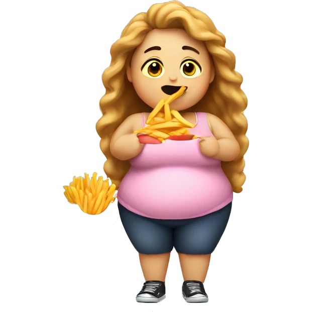 fat girl eating fries emoji