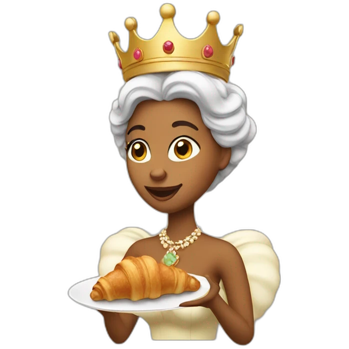 queen eating croissant emoji