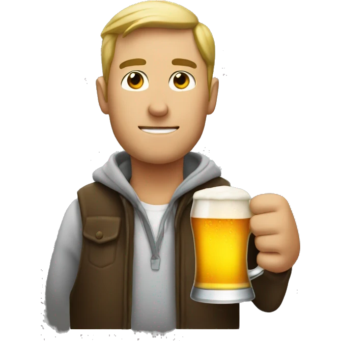 Man keeping drinking beer a secret emoji
